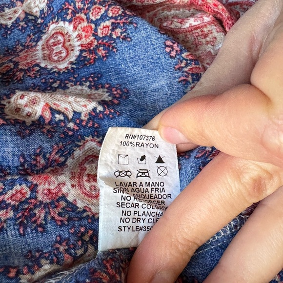 PPLA Boho Festive Dress Women's Cream Red Vintage Retro Size M - Picture 8 of 8